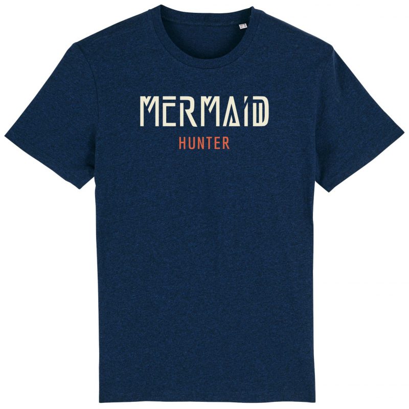 Unisex T-Shirt aus Biobaumwolle - "Mermaid Hunter" - black heather blue