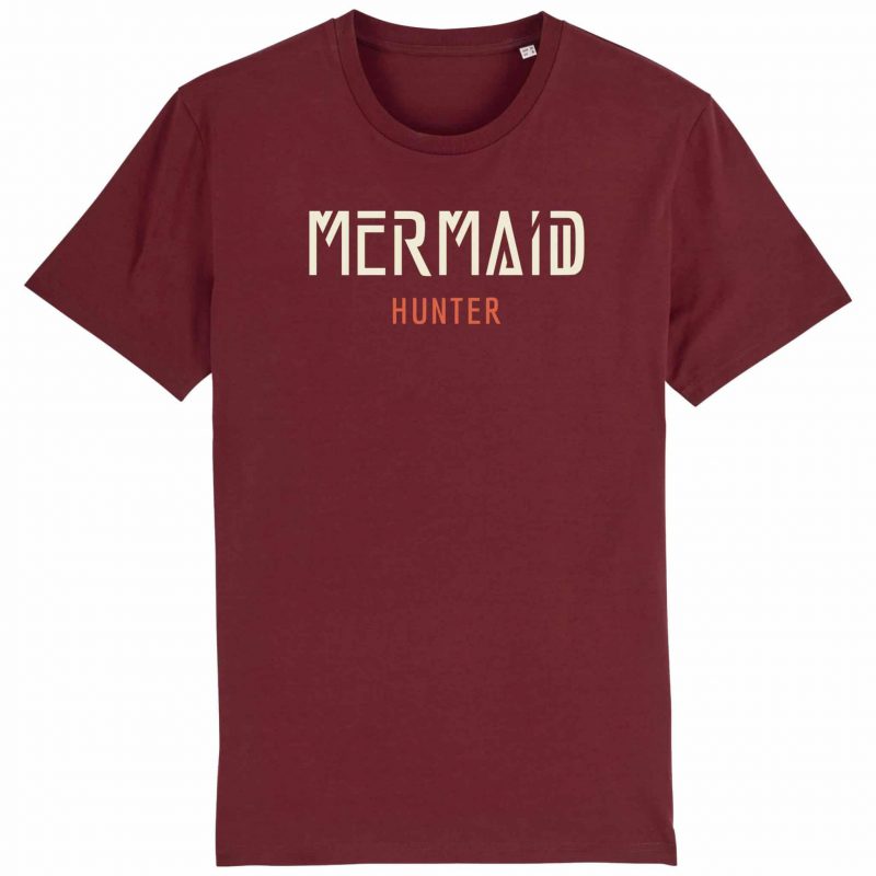 Unisex T-Shirt aus Biobaumwolle - "Mermaid Hunter" - burgundy