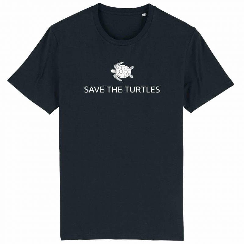 Unisex T-Shirt aus Biobaumwolle - "Save the turtles" - black
