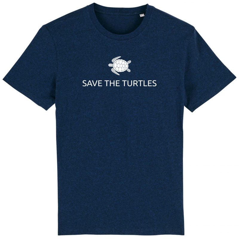 Unisex T-Shirt aus Biobaumwolle - "Save the turtles" - black heather blue