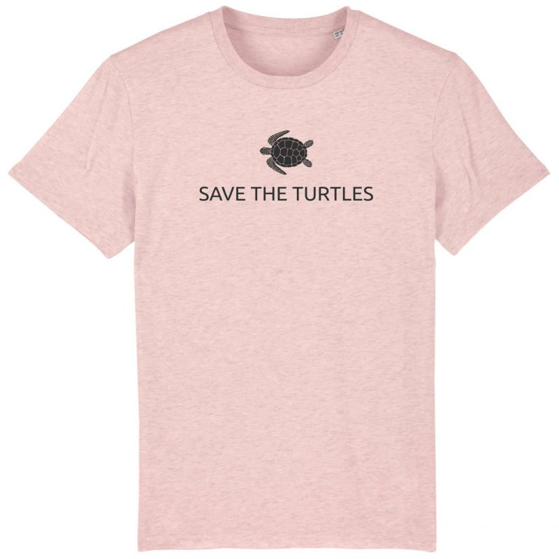 Unisex T-Shirt aus Biobaumwolle - "Save the turtles" - cream heather pink