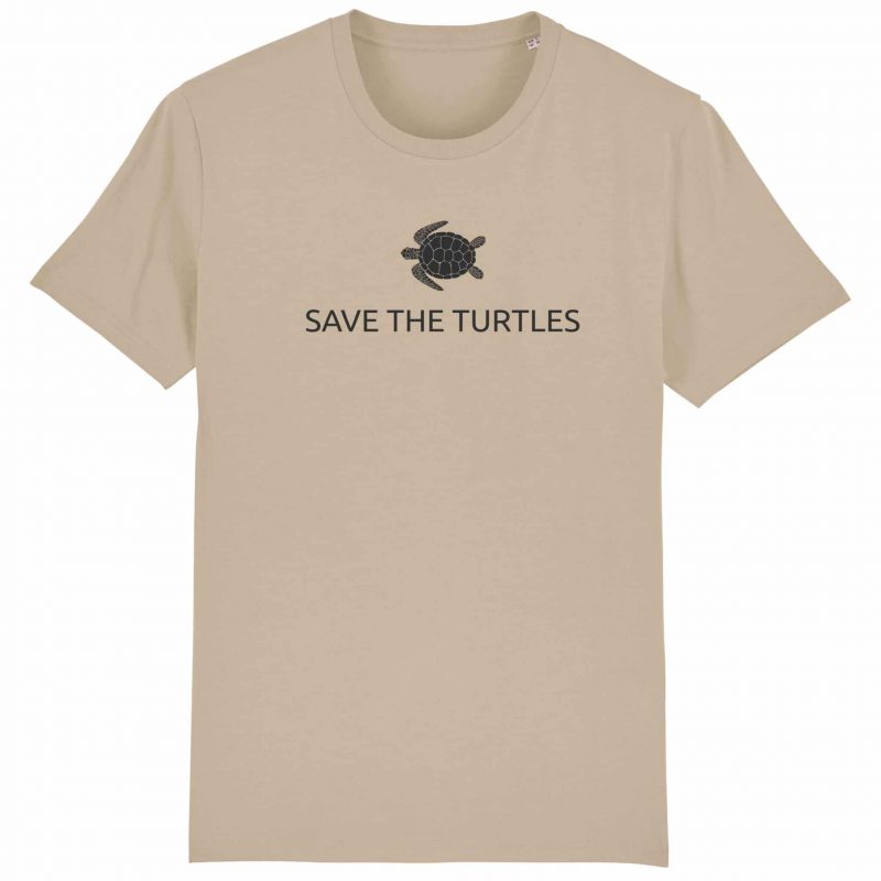 Unisex T-Shirt aus Biobaumwolle - "Save the turtles" - desert dust