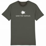 Organic T-Shirt “Save The Turtles” aus Bio Baumwolle in Khaki