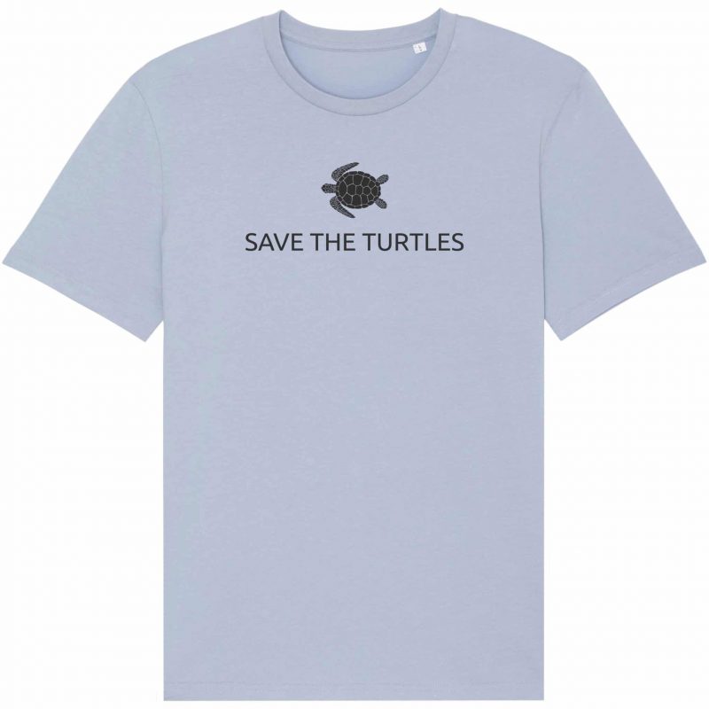 Unisex T-Shirt aus Biobaumwolle - "Save the turtles" - serene blue