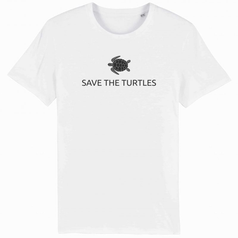 Unisex T-Shirt aus Biobaumwolle - "Save the turtles" - white