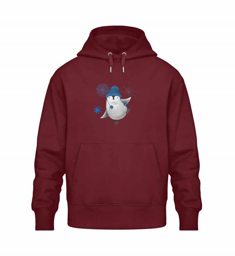 Pinguin Winterfun - Relaxed Bio Hoodie - burgundy