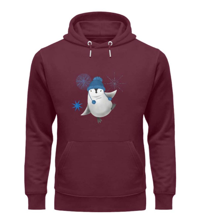 Pinguin Winterfun - Premium Unisex Bio Hoodie - burgundy