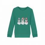 Pinguin Wintertrio – Kinder Bio Sweater – grün