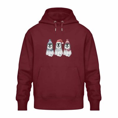 Pinguin Wintertrio - Relaxed Bio Hoodie - burgundy