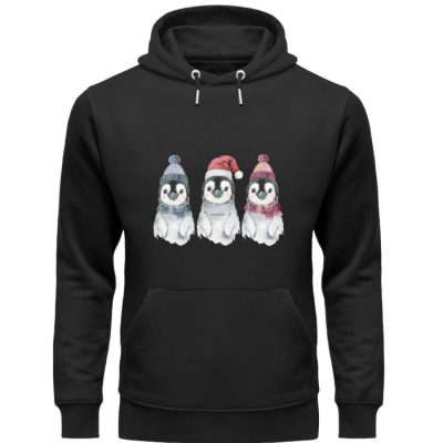 Pinguin Wintertrio - Premium Unisex Bio Hoodie - black