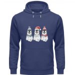 Pinguin Wintertrio – Premium Unisex Bio Hoodie – blue