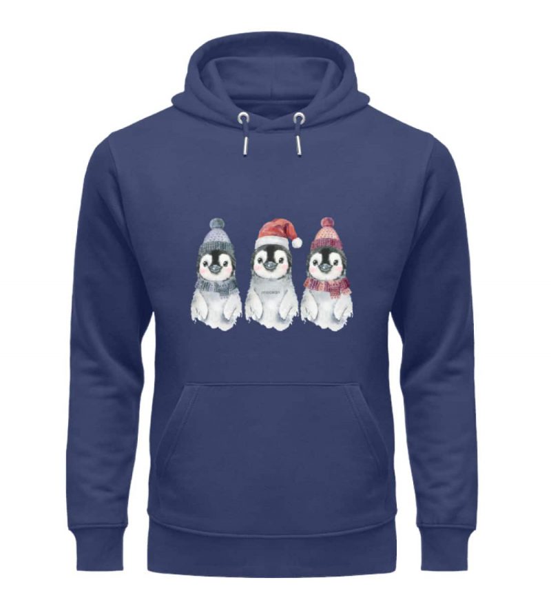 Pinguin Wintertrio - Premium Unisex Bio Hoodie - blue