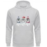 Pinguin Wintertrio – Premium Unisex Bio Hoodie – heathergrey