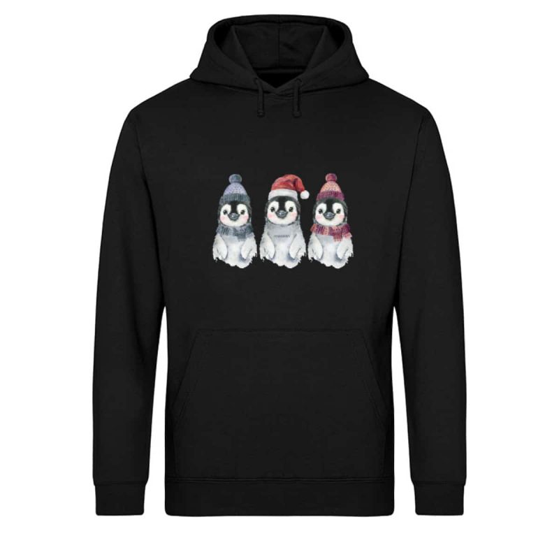 Pinguine Wintertrio - Light Unisex Bio Hoodie - black