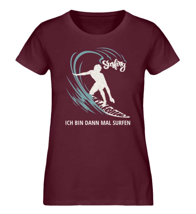 Surfen - Damen Premium Bio T-Shirt - burgundy