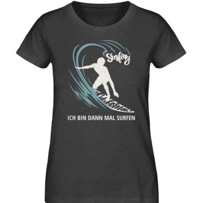 Surfen - Damen Premium Bio T-Shirt - dark heather grey