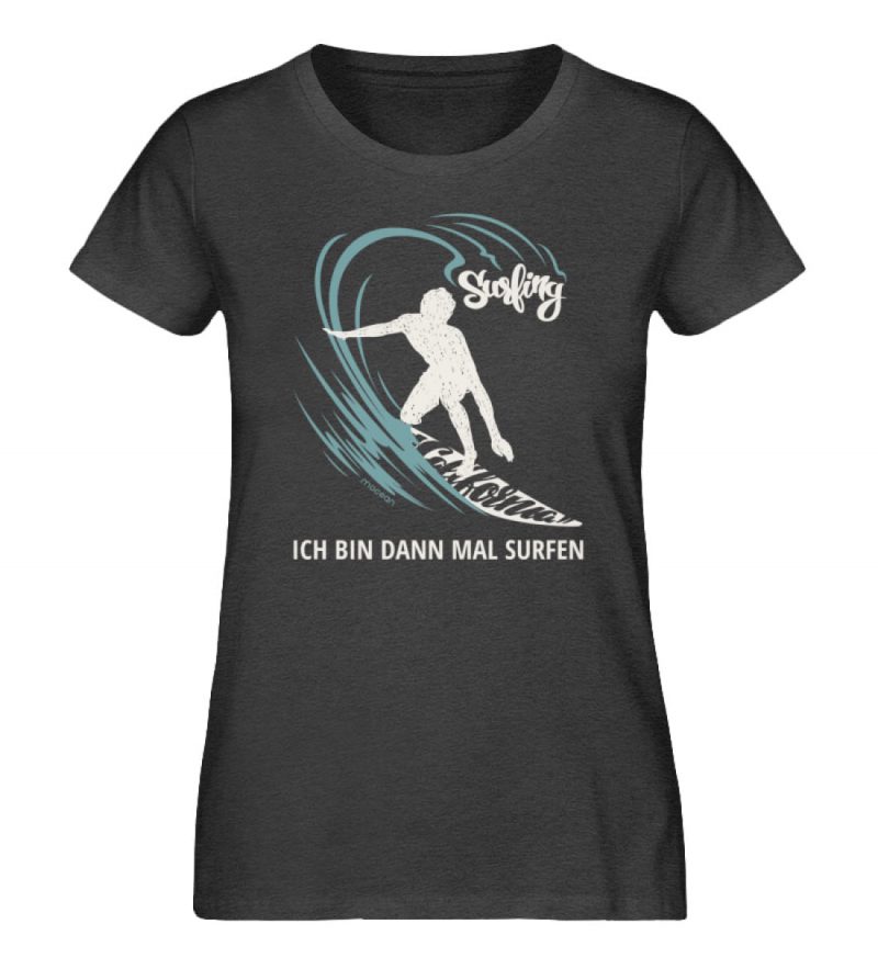 Surfen - Damen Premium Bio T-Shirt - dark heather grey