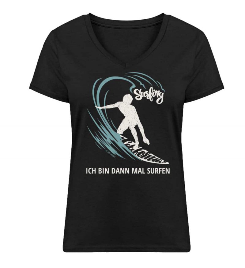 Surfen - Damen Bio V T-Shirt - black