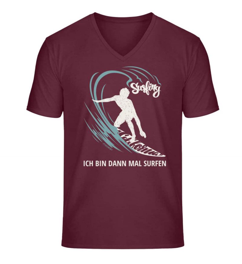 Surfen - Unisex Bio V T-Shirt - burgundy