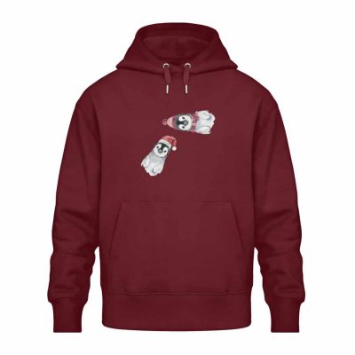 Winter Pinguine - Relaxed Bio Hoodie - burgundy