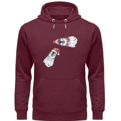 Winter Pinguine - Premium Unisex Bio Hoodie - burgundy