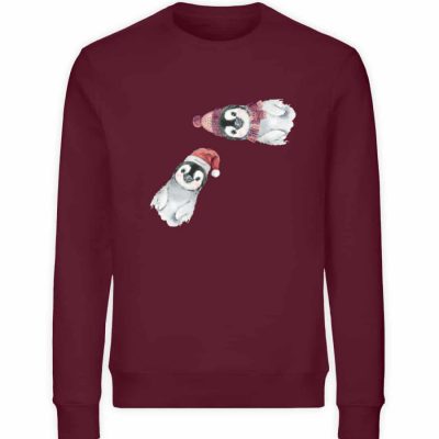 Winter Pinguine - Unisex Bio Sweater - burgundy